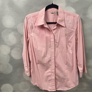 Izod pink and white checkered gingham button down top in size large‎